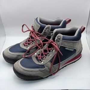 Eddie Bauer Gray & Blue w/red trim Suede Hiking Boots Men's 11